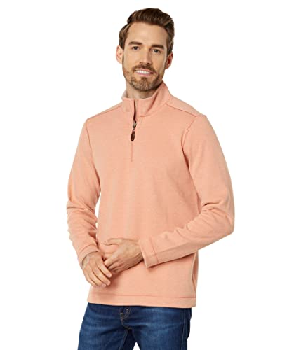 Johnston & Murphy Men's Reversible Solid 1/4 Zip, Orange/Light Blue, Large #TOP12
