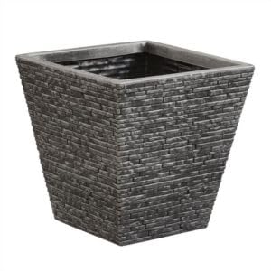 Image of HMIR Pewter Slate Effect Planter - Alternative to Concrete Planters Outdoor - Large Square Planters Outdoor Look - Small Garden Pot for Outdoor and Garden - Sturdy & Lightweight