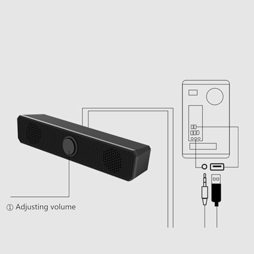 Buxuaaaa Dźwięk zasilany przez USB z subwooferem, dźwięk do komputera stacjonarnego, laptopów, czarny