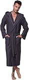 Hochwertiger MORGENSTERN Saunamantel in Dunkelgrau in der Größe S aus Viskose, Baumwolle und Mikrofaser mit warmer Kapuze und praktischem Bindegürtel ist ideal für zu Hause, Sauna, Spa, Hotel