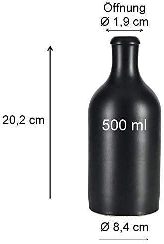 Ölflasche 500 ml Steingut schwarz mit Ausgießer Made in Germany - Image 5