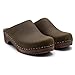 Sandgrens Handmade Swedish Wood Clogs for Women, Low Heel Mule US 7 | Austin Olive Nubuck DK, EU 38