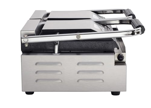 Kratos Commercial Electric Panini Sandwich Grill with Smooth Plates, 18.7"x9" Cooking Surface, Commercial Countertop Panini Press, 120V, 3500W (29Y-024)