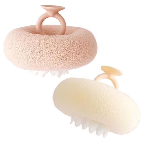 Bath Sponge - Diseño de girasol para esponja de baño | 2 en 1 Scrubber corporal | 2 piezas de succión de limpieza cepillo de limpieza de malla para niños para niños viajar a casa h