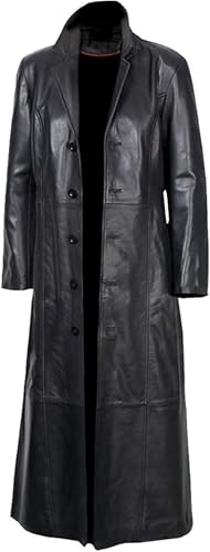 Medium Black Leather Duster Trench Coat for Women by Creationleathercraft