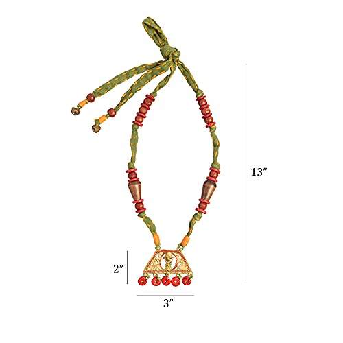 Image of AAKRITI ART CREATIONS Royal Empress Handcrafted Tribal Dhokra Necklace & Choker Collection | Artisan Ethnic Brass Jewelry with Oval & Square Designs, Amulet & Talisman Styles for Women