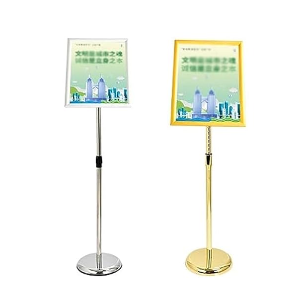 Verstelbare roestvrijstalen staand reclamerek menubord standaard poster displaystandaard kennisgeving standaard bord displayhouder, aluminium menustandaard vloerdisplaystandaards (kleur: goud, maat: