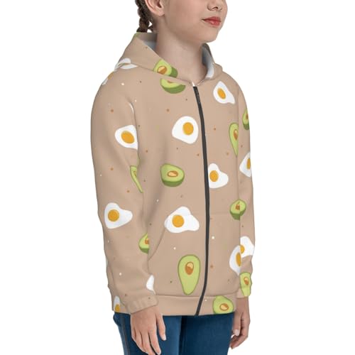 Egg and Avocado Kids Pullover Hoodies Boys Zip Up Sweatshirts Girls Athletic Clothes with Pocket4