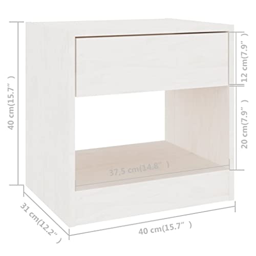 Table de chevet blanc en bois de pin pour optimiser le rangement - 3