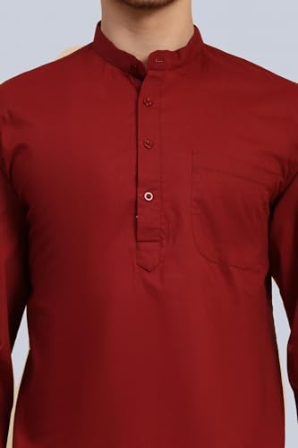 Image of SKAVIJ Men's Long Sleeve Short Tunic Ethnic Wear Cotton Kurta