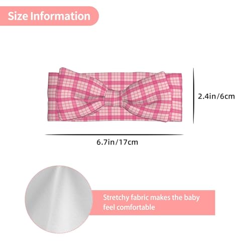 Pink Plaid Print Baby Girl Bows Headbands Baby Girls Newborn Headbands Infant Toddlers 0-6 Months3