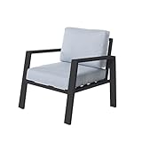 Uso doméstico LOLAhome Sillón de jardín Laminado Thais de Aluminio Grafito de 73x74x73 cm