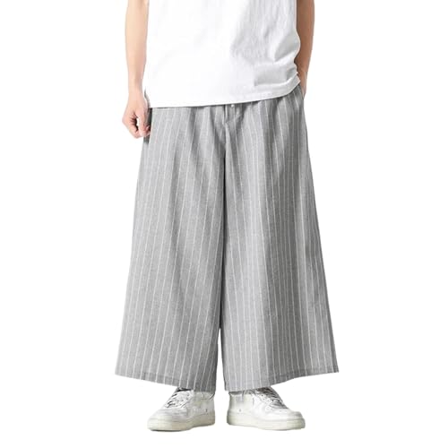 Men Korean Wide Leg Pants Mens Loose Casual Harem Pants Japanese Streetwear Joggers Striped Retro Trousers