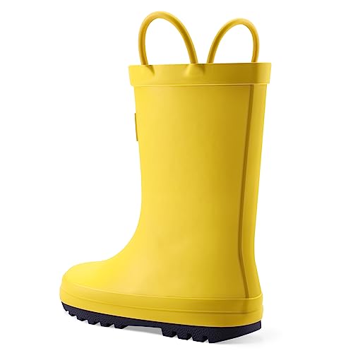 Image of mysoft Kids Rain Boots for Girls Boys Toddler Waterproof Rubber Cute Printed with Easy-On Handles