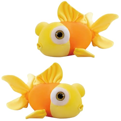 zxmbeddings 2PCS Goldfish Stuffed Animal Yellow 3D Cute Fish Plush Pillow Toy Gift for Kids,13.8'
