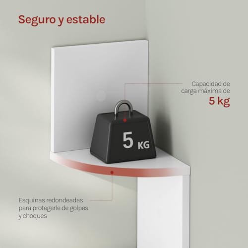 Miniatura 5 de Woltu Estanteria De Pared Blanca, Estante De Esquina, Estanteria Flotante De Pared De 5 Niveles, Estanteria De Pared Decorativa Para Dormitorio, Salón, Cocina, Rg9313ws2
