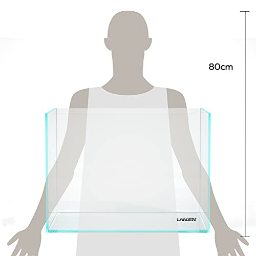 Image of Landen 60H 30 Gallon Rimless Low Iron Aquarium Tank, 23.6 inch W x 17.7 inch D x 17.7 inch H (60cm x 45cm x 45cm) 8mm Thickness with Black Nano Foam Leveling mat Included