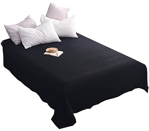 FCHJXTL Full Flat Sheet Only Extra Soft Brushed Microfiber Top Sheets, Wrinkle Free Breathable Machine Washable Easy Care (Full, Black)