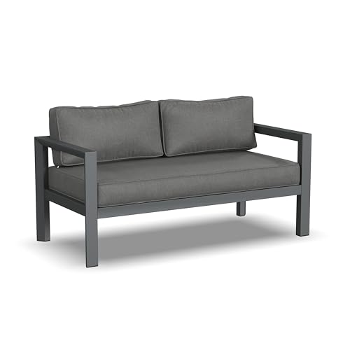 Homestyles Grayton Outdoor Aluminum Loveseat, Gray