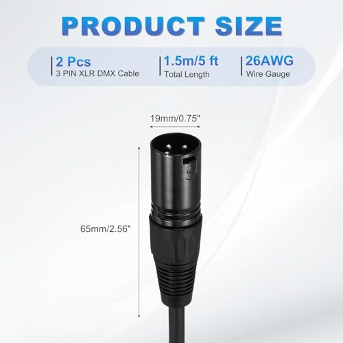 Câble XLR mâle vers mâle 1,5m éliminez les interférences de micro lot de 2