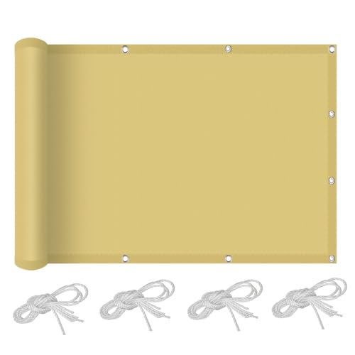 Voile d'ombrage extérieur rectangulaire en tissu polyester jaune sable