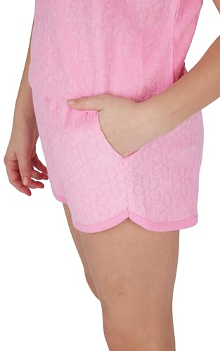 90 Degree By Reflex Girls 2 Piece Set Towel Terry Sunnywear Cropped Short Sleeve Shirt + Towel Terry Dolphin Short - Delicate Daisy Bonbon - Medium4