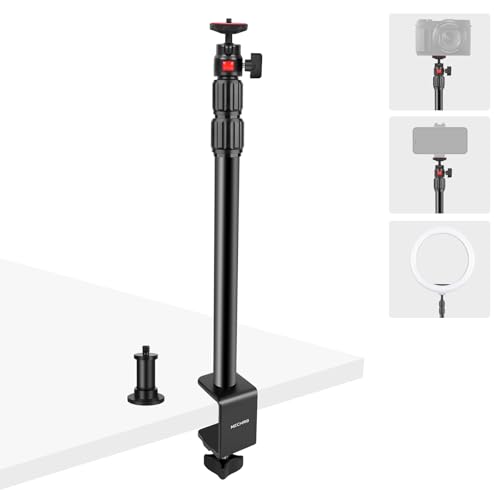 Mechrig Camera Desk Mount Table Stand with 360° Ball Head, Table Light Stand with 1/4