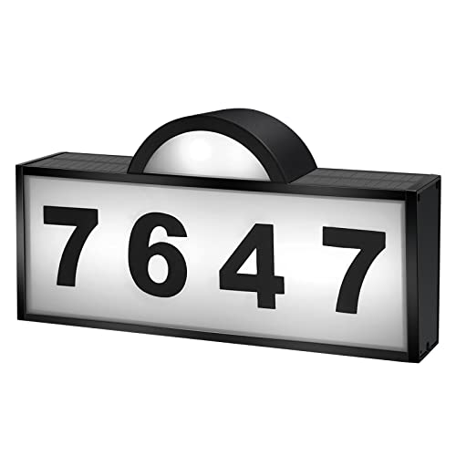 Solar House Numbers For Outside, Aqonsie Solar Powered Address Sign, Waterproof Outside House Numbers 3200K Warm Led & 6500K White Led Illuminated Address Plaques With 2 Lighting Modes For House/Home #TOP7