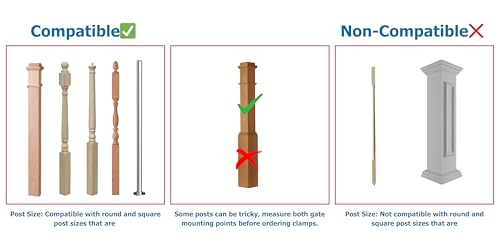 Cardinal Gates Gate Installation Kit - 32 Inch Stairway Banister Clamp - Hole & Adhesive Free - Fits Round or Square Profiles - Compatible with Hardware & Pressure Mounted Gates - Made in USA - Thumbnail 4