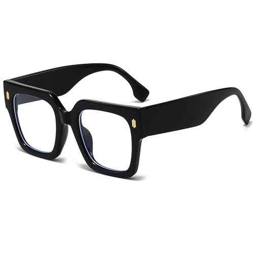 Fashion Oversized Blue Light Blocking Glasses for Women Men Trendy Big Square Frame Computer Eyeglasses
