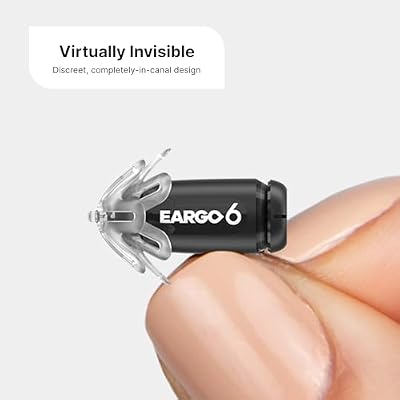 EARGO 6 Self-Fitting FDA-Cleared OTC Hearing Aids - Virtually Invisible CIC, Rechargeable, Lifetime Customer Support