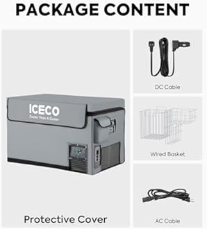 ICECO VL60 Dual Zone Portable Refrigerator with SECOP Compressor, 60 Liters Platinum Compact Refrigerator, DC 12/24V, AC 110-240V, 0℉ to 50℉, Home & Car Use (with Insulated Cover)