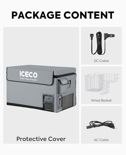 ICECO VL60 Dual Zone Portable Refrigerator with SECOP Compressor, 60 Liters Platinum Compact Refrigerator, DC 12/24V, AC 110-240V, 0℉ to 50℉, Home & Car Use (with Insulated Cover)