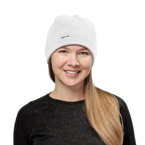 Turtle Fur Fleece Winter Beanie for Men and Women - Soft Stretchy Breathable Winter Hat that Wont Overheat Under Helmet - White