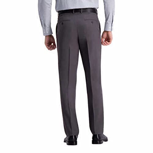Haggar Men's Comfort Performance Stretch Straight Fit Pant with Super Flex Waistband (36W x 32L, Dark Grey)3