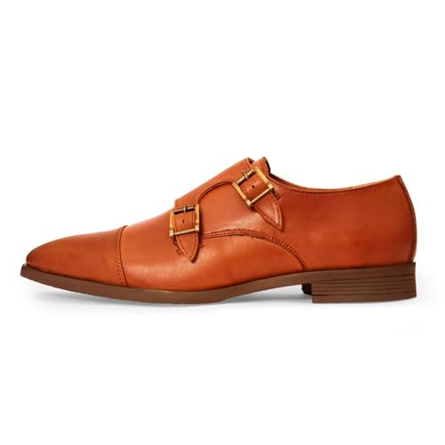 Image of Premium Men's Leather Double Monk Strap Shoes for Office & Casual Wear | Lightweight Comfort Sole | Handcrafted Stylish Shoes for Everyday Use