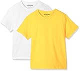 Kid Nation Kids Unisex 2 Packs Cotton Tagless Short Sleeve Crewneck T Shirts White+Yellow(5 Years-6 Years)