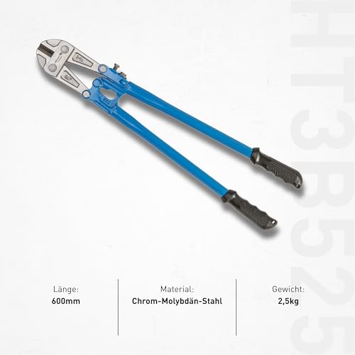 HÖGERT TECHNIK - Bolzenschneider Stangenschere 600mm - Professionelle Kompakt Bolzenschere - Extra gehärtete Schnittkanten – Hochwertiger Chrom-Molybdän-Stahl