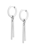 HAQUIL Pendientes de barra chapados en plata, colgantes verticales largos para hombres y mujeres