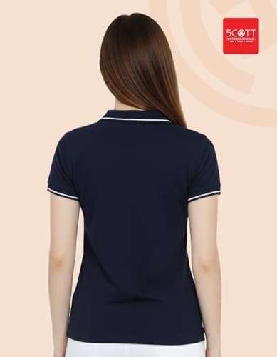 Image of Scott International Women's Cotton Polo T-Shirt | Half Sleeve Plain Collar Tee | Stylish Casual Top | Plain T-Shirt for Girls | Workwear for Office & Casual Wear