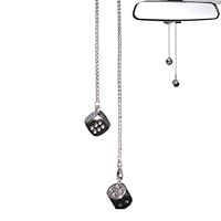 Rsoamy achteruitkijkspiegel hanger, 2 stuks pluche dobbelstenen auto hanger geluk hangen achteruitkijkspiegel hanger auto decoratie ornament