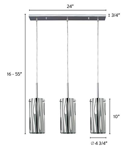 Canarm Ipl392A03Ch Cloe 3 Bulb Pendant Island Light, Chrome #TOP2
