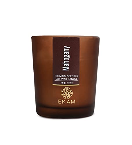 Image of EKAM Mahogany Votive Soy Wax Scented Candle, 40 Grams, 10 Hours Burn Time| Long Lasting Premium Candles | Ideal for Home Decor | Gifting & Aromatherapy (Pack of 9)