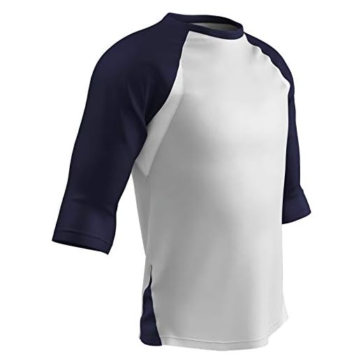 CHAMPRO mens 3/4 Men's Complete Game 3 4 Sleeve Polyester Baseball Shirt, White, Navy Sleeve, Medium US