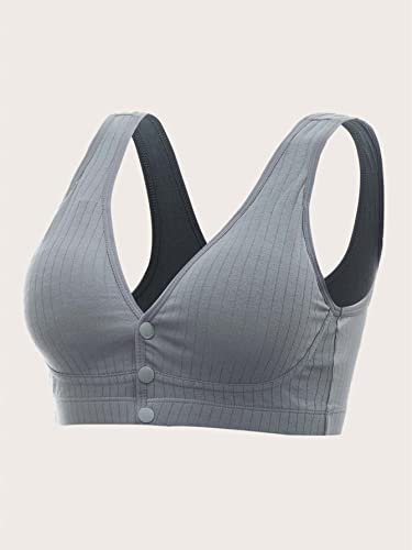 Verdusa Women's 2 Pack Maternity Nursing Bra Button Front V Neck Wireless Sleep Bra Pink Grey M #TOP5