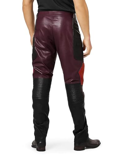 Image of Mens Guardians Superhero Distressed Maroon Star Cosplay Costume Leather Biker Jacket