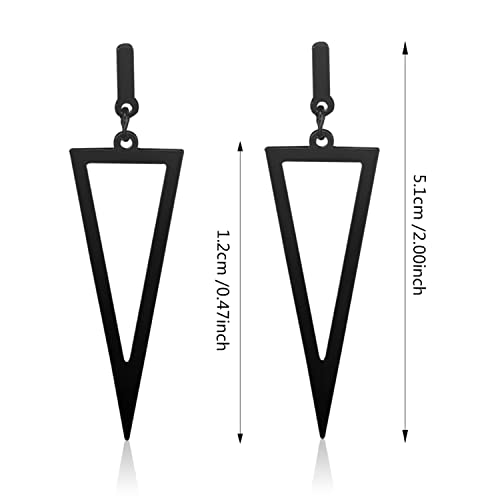 Jiuiql Charm Chic Minimalist Punk Metal Triangle Rectangle Geometry Dangle Drop Earrings For Women Girls Teen Men Costume Jewelry (Triangle Black) #TOP1