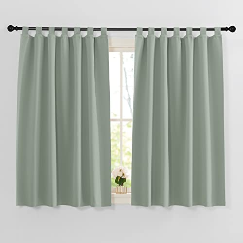 PONY DANCE Rideau Occultant Court - Draperies Interieurs à Pattes pour Maison Cuisine Chambre Isolation Lumiere Anti Froid Panneaux Solid, 2 Pièces, L 140 x H 145cm,...