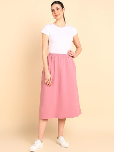 Image of ZELENA Maternity Jersey Skirt for Women with Pockets | 100% Soft Cotton Pregnancy & Postpartum Skirt | Stretchable Maternity Skirt with Detachable Strap for Mothers