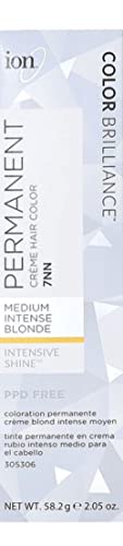 Ion Medium Intense Blonde Permanent Creme Hair Color, 7NN, 2.05 Ounce, Paraphenylenediamine Free, Vegan and Cruelty Free, 100% Gray Coverage, Nourishing, Medium Intense Blonde